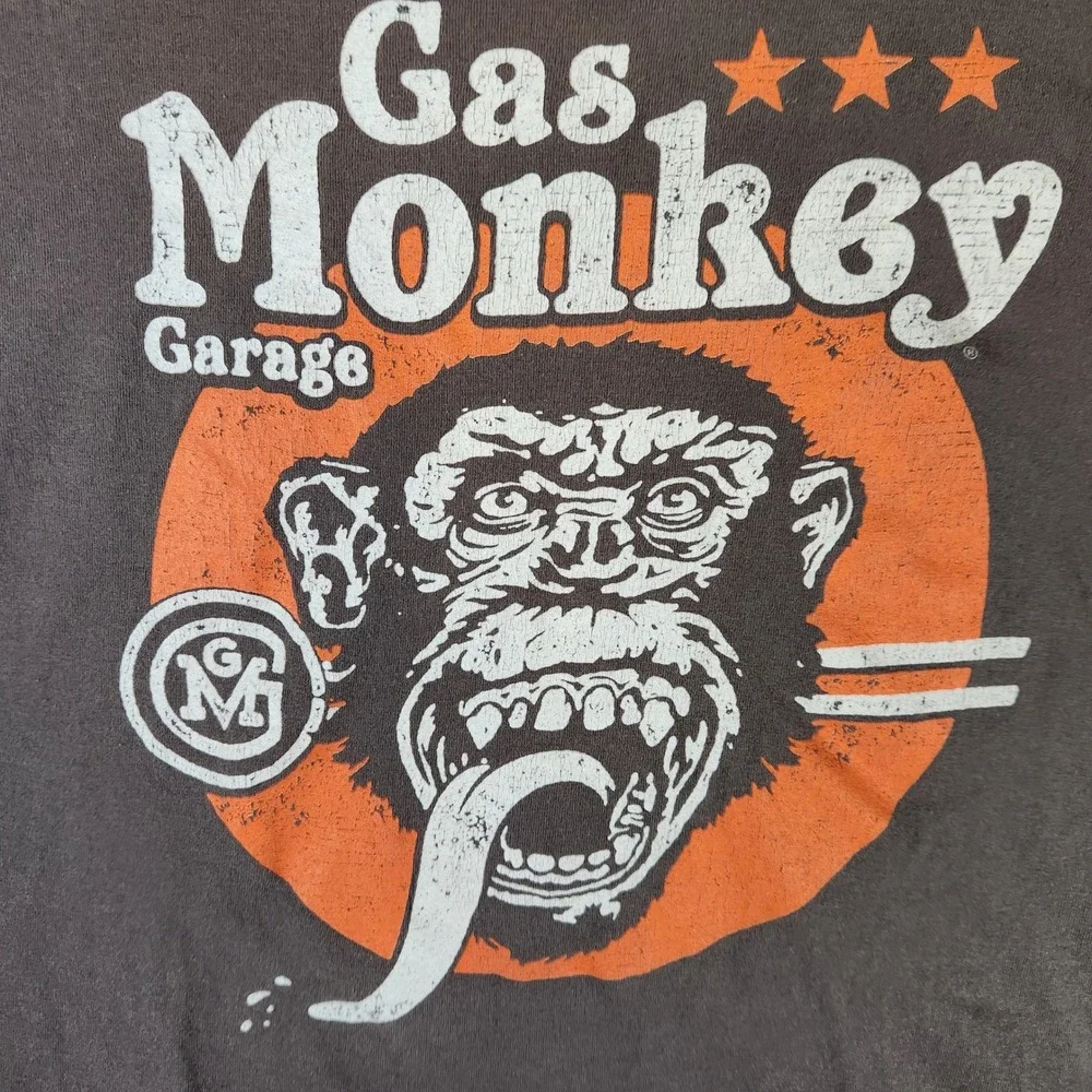 Gas Monkey Garage T-Shirt Mens 2XL Brown Graphic Print‎ Cotton Tee